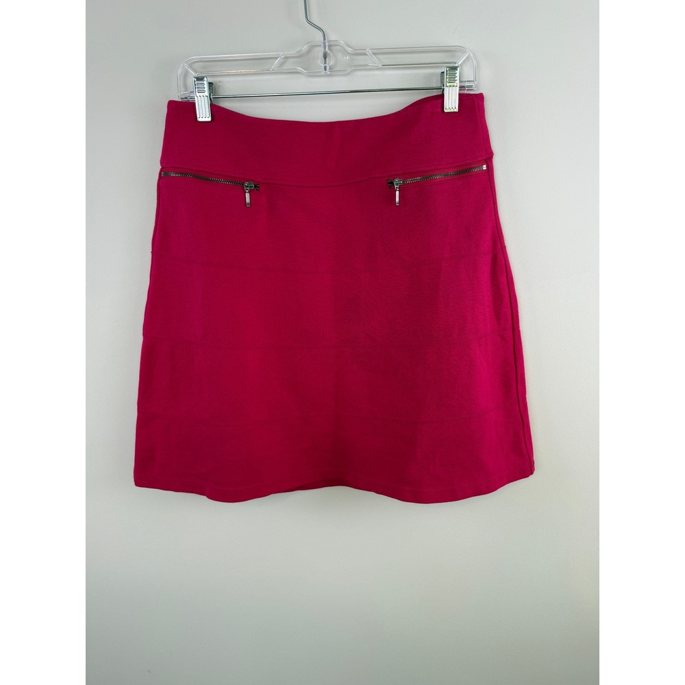 Athleta Strata Skirt Pink Fuschia M Tiered Knit Zip Pockets Athleisure